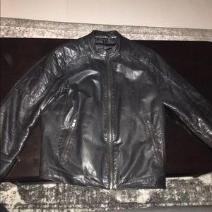Andrew marc pure leather biker jacket size M